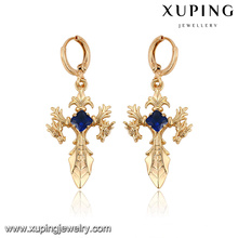 27927-Xuping Jewelry aretes cruzados de oro religion ladies